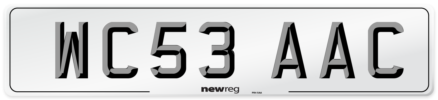 WC53 AAC Number Plate from New Reg